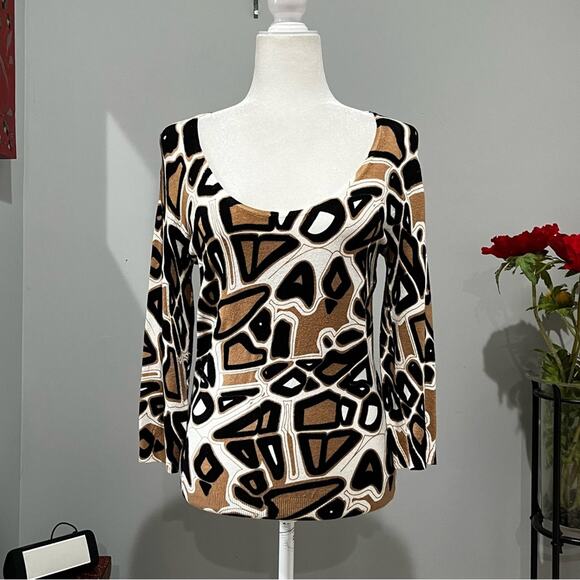 NEW Willi Smith Abstract Geometric Scoop Ribbed Stretch Layering Sweater M NWT - Picture 1 of 14